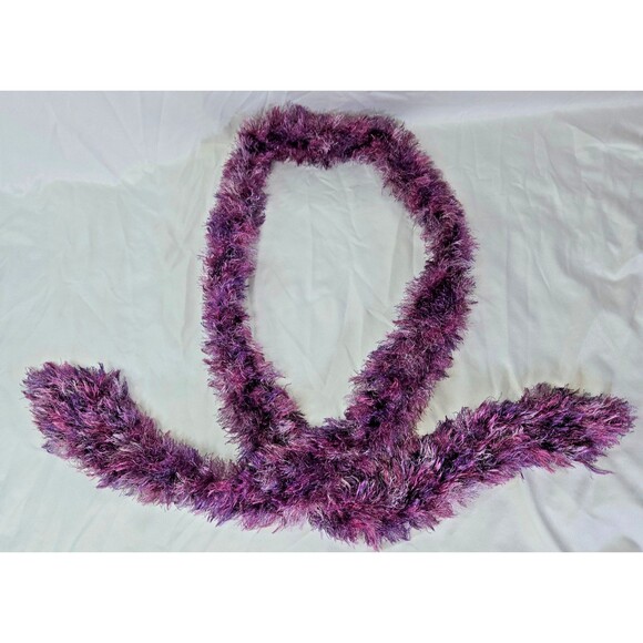 Fuzzy Chenille Scarf Beanie Lot of 4 Black White Gold Purple Red 34" to 44" - Picture 6 of 16